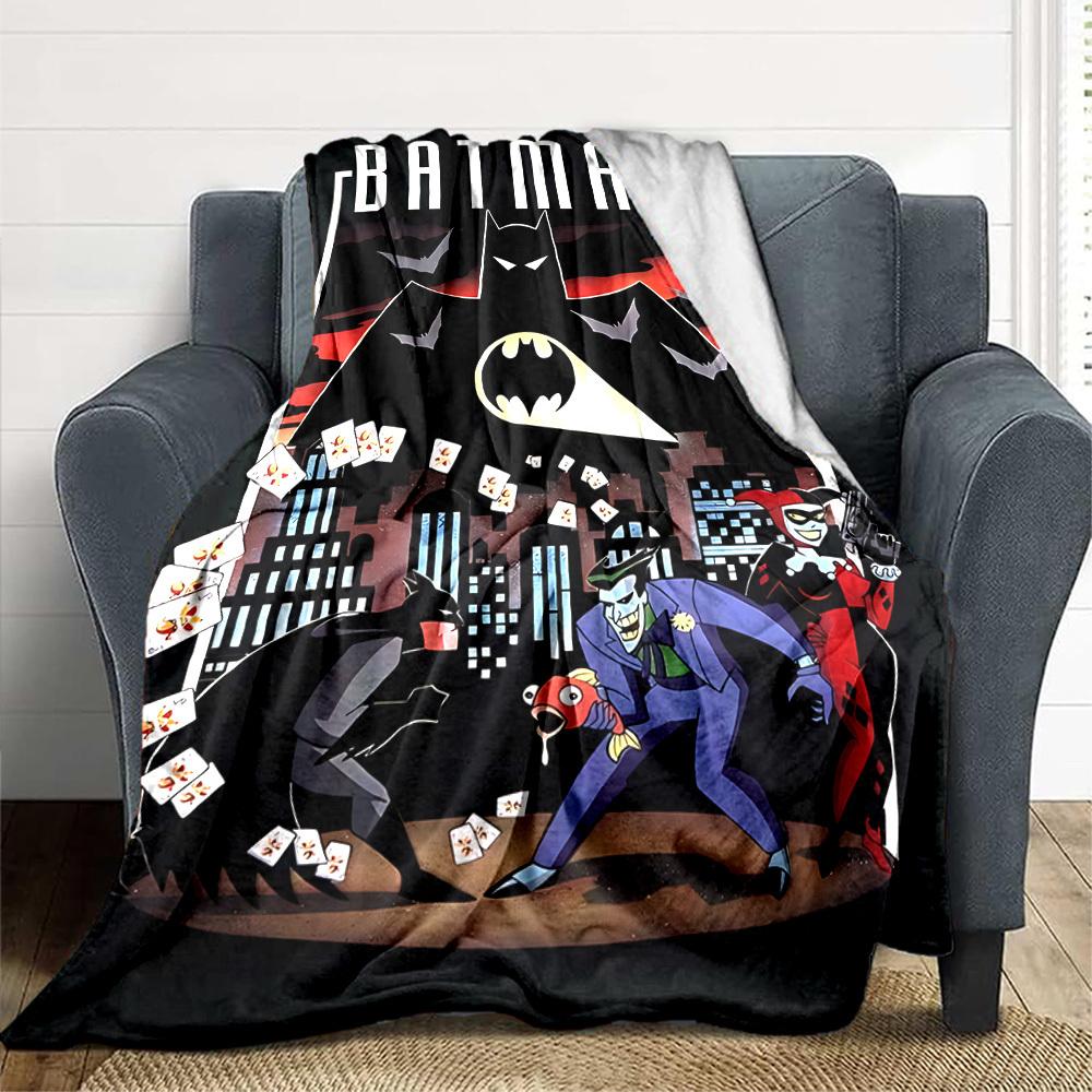 1pc Batman Flannel Throw Blanket - HD Printed Lightweight Soft Warm All-Season Blanket for Sofa, Bed, Travel091