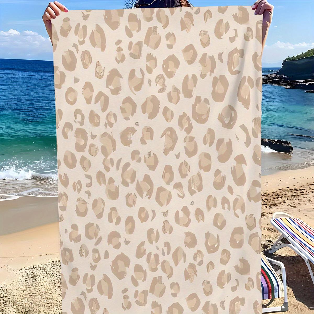 

Oversized Beige Leopard Patterned Beach Towel, Ultra Soft Quick Dry Microfiber for Beach Pool W40*H60(CM)
