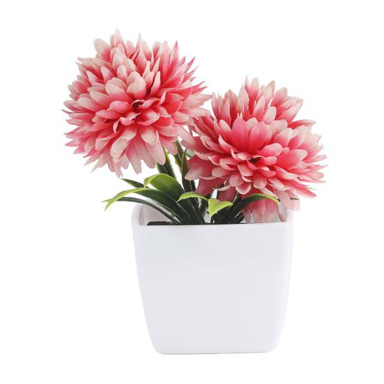 

Fake Chrysanthemums Ball Flower in Pot Mini Artificial Potted Plants for Home Indoor Office Farmhouse Table Decor розовый