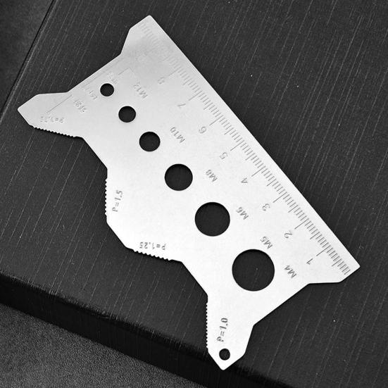 Screw Measuring Ruler with Thread Recognizer Lightweight Compact Bolt Length Checker Stainless Steel Bolt Size Tool