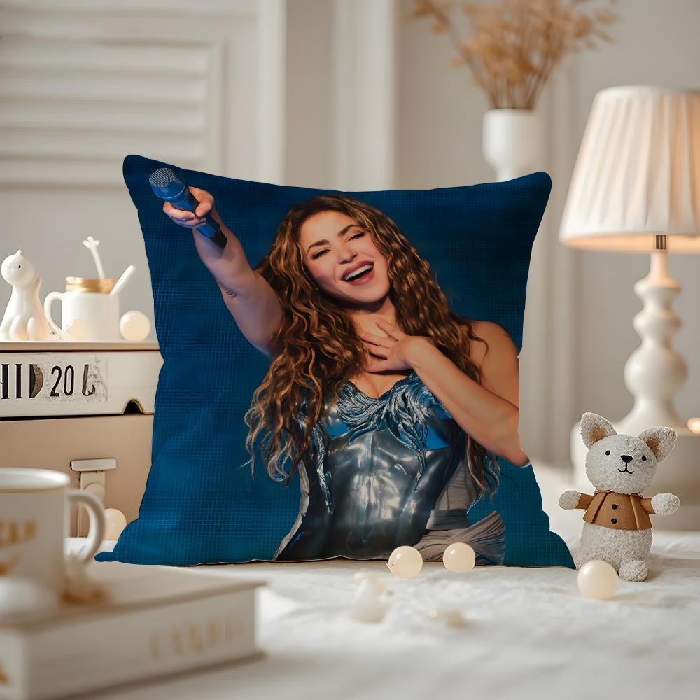Shakira Cushion Cover Anti-dustmite Pillowcase Invisible Zipper Silky Short Plush Sofa Cushion Cover