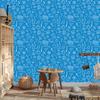 Wallpaper School Supplies Blue, Clear Detail 50x1000