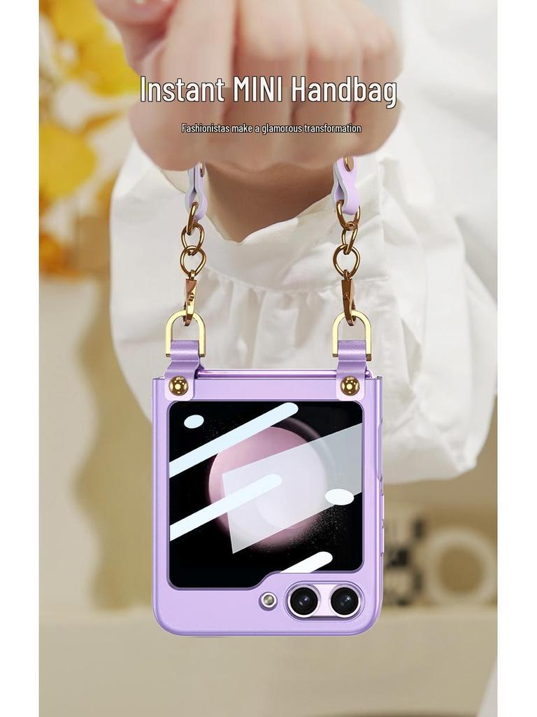 Creative Wrist Strap Foldable Case with Integrated Shell & Film for Samsung Z Flip5