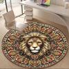 1PC Lion Mandala Office Round Area Rug, Mat Suitable For Office, Under Office Chairs Bedroom Living Room Home Decor, Room Deco
