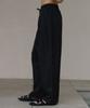 Dekkoloso Cool Linen-Like Double-Pleated Wrinkle-Free Wide Elastic Pants [Black]