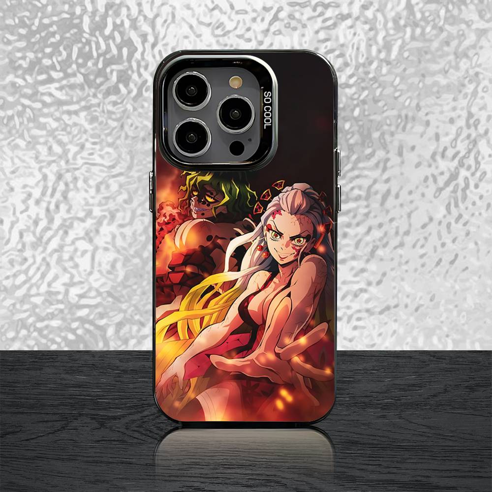 D-Demon S-Slayer Infinity Castle Case For iPhone 16,15,14,13,12,11,Pro,XS,Max,Plus,Mini,SE Black Candy Matte Shockproof Cover