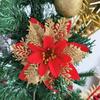 Glitzer Künstliche Blumen Weihnachten Floral Mit Clips Weihnachtsbaum Hängende Ornamente Kunstblume Für Neujahrsparty Deko Geschenke