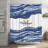 Personalized Shower Curtain Custom Name Design with Blue Gold Waves Modern Bathroom Decor for Girls Boys Easy Installation Showe