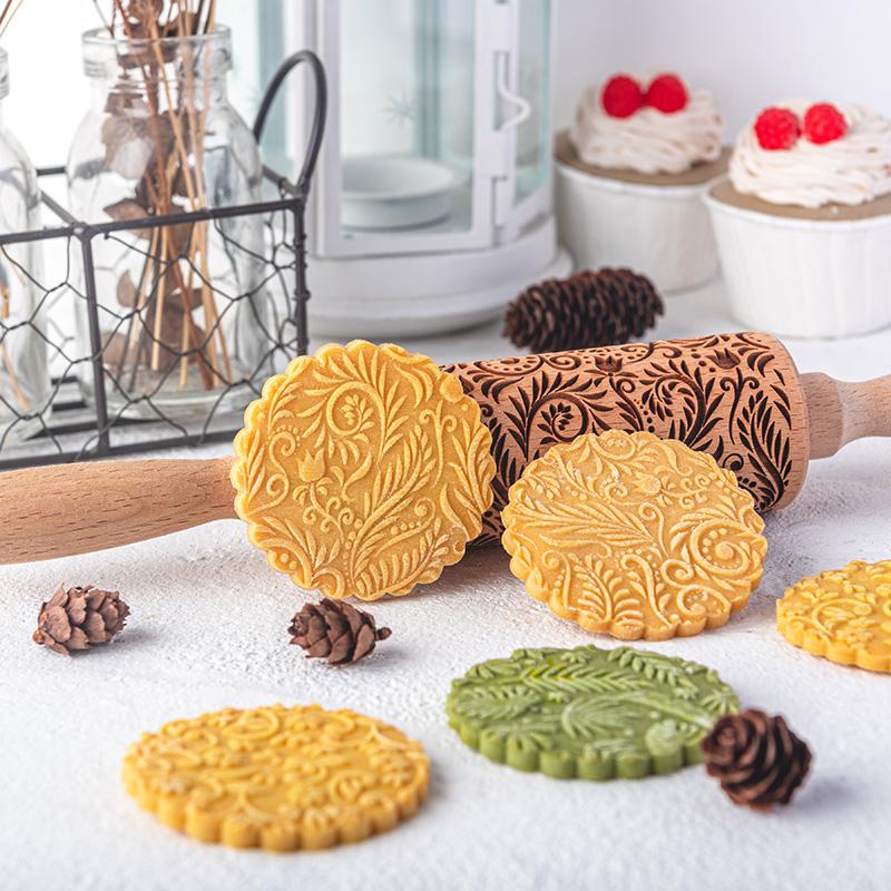 Creative Pattern Embossing Rolling Pins Are for Biscuit Doughers Decorative Printed Sticks Household DIY Baking Tools