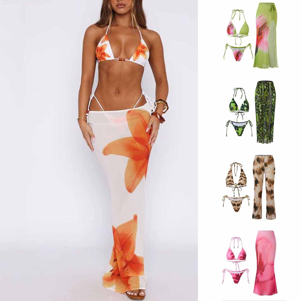 Modischer Sexy Bikini Badeanzug für Damen, Dreiteiliges Strand- & Spa-Set, Sommer-Resort Poolparty Bademode