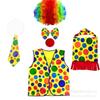 Halloween Clown Costume Set for Kids & Adults - Polka Dot Vest, Wig, Red Nose, Bow Tie & Necktie Party Performance Props