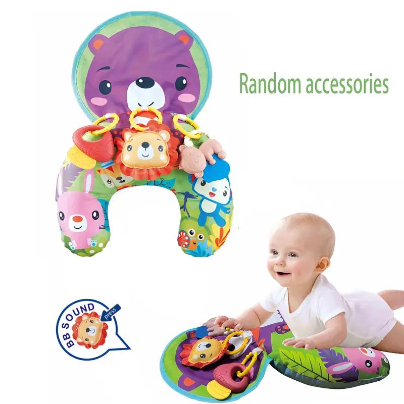 2-in-1 Baby Bauchlage Kissen Spielmatte Frühe Taktile Spielzeuge für Säuglinge Rutschfestes Baby Stützkissen Geschenke für Neugeborene Kleine Jungen Mädchen