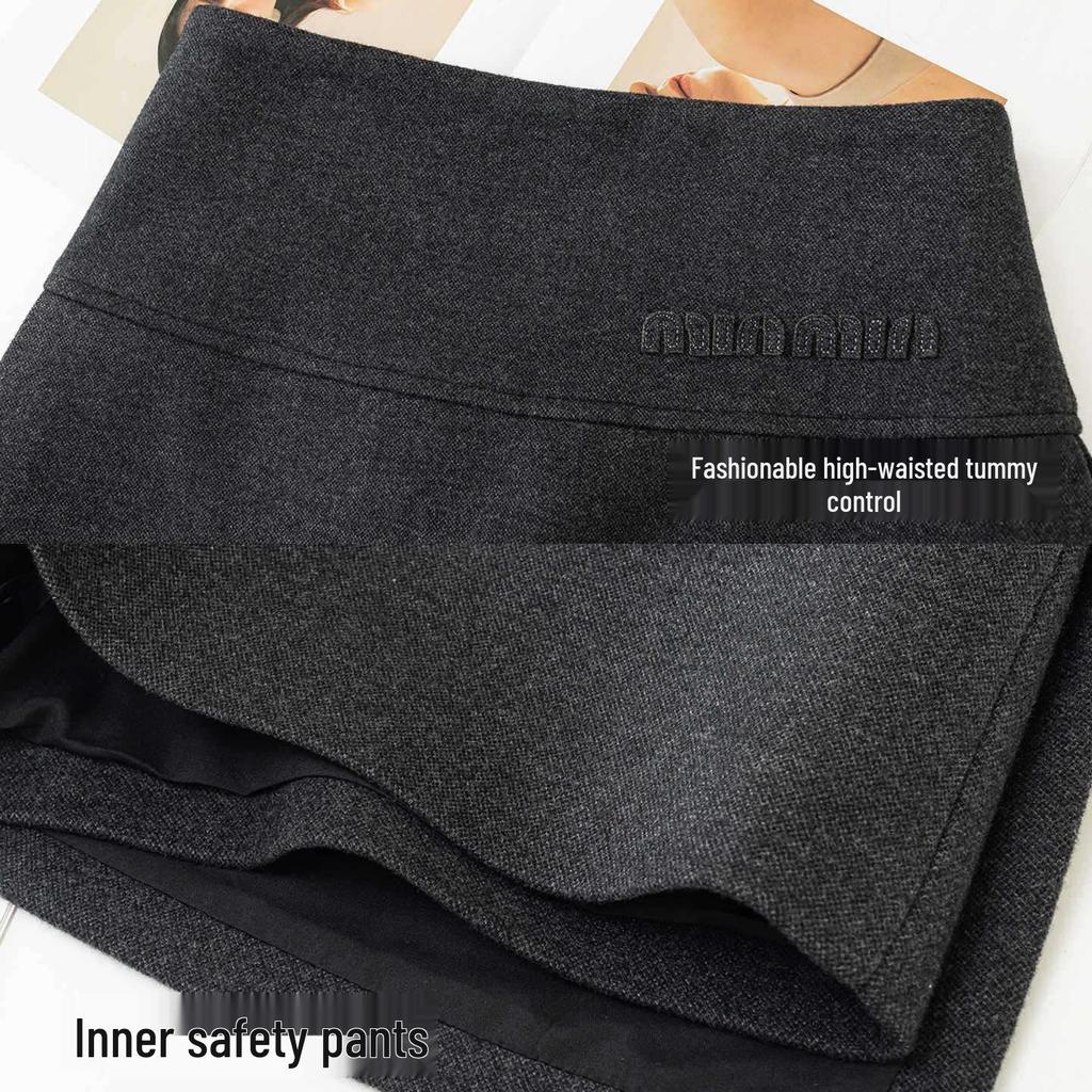 2025 Autumn/Winter High Waist Stretch Woolen Skirt Shorts for Adults