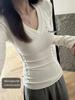 Women's Slim Fit Long-Sleeve White T-Shirt - Autumn 2025 Cinch Waist Innerwear