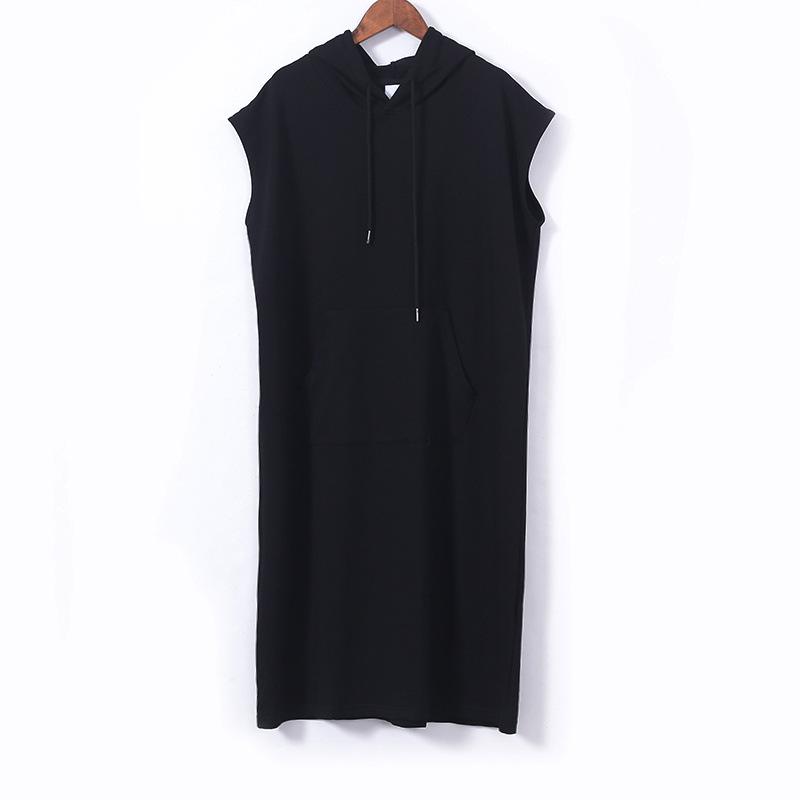 Women's Summer 2025 Korean Style Hooded Midi Dress: Short-Sleeved, Loose-Fit T-Shirt Fashion