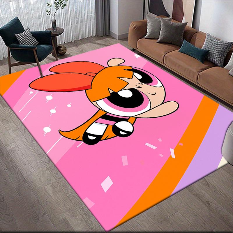 Powerpuff Girls Blossom Bubbles Buttercup Square Area Rug, Non-Slip Floor Mat for Bedroom, Perfect Gift for Fans.chl