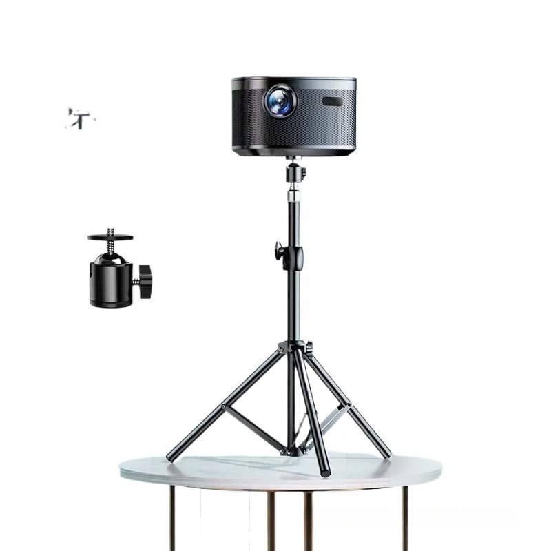 Compact Desktop Projector Stand with Adjustable Bedside Tripod and Alloy Tray