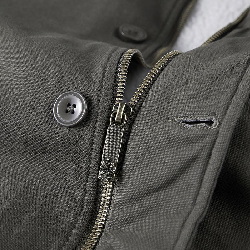 Trendig Ullkappa Herr Varm Bomullskappa På Hösten och Vintern Ungdom Casual Jacka Förtjockad med Sammet