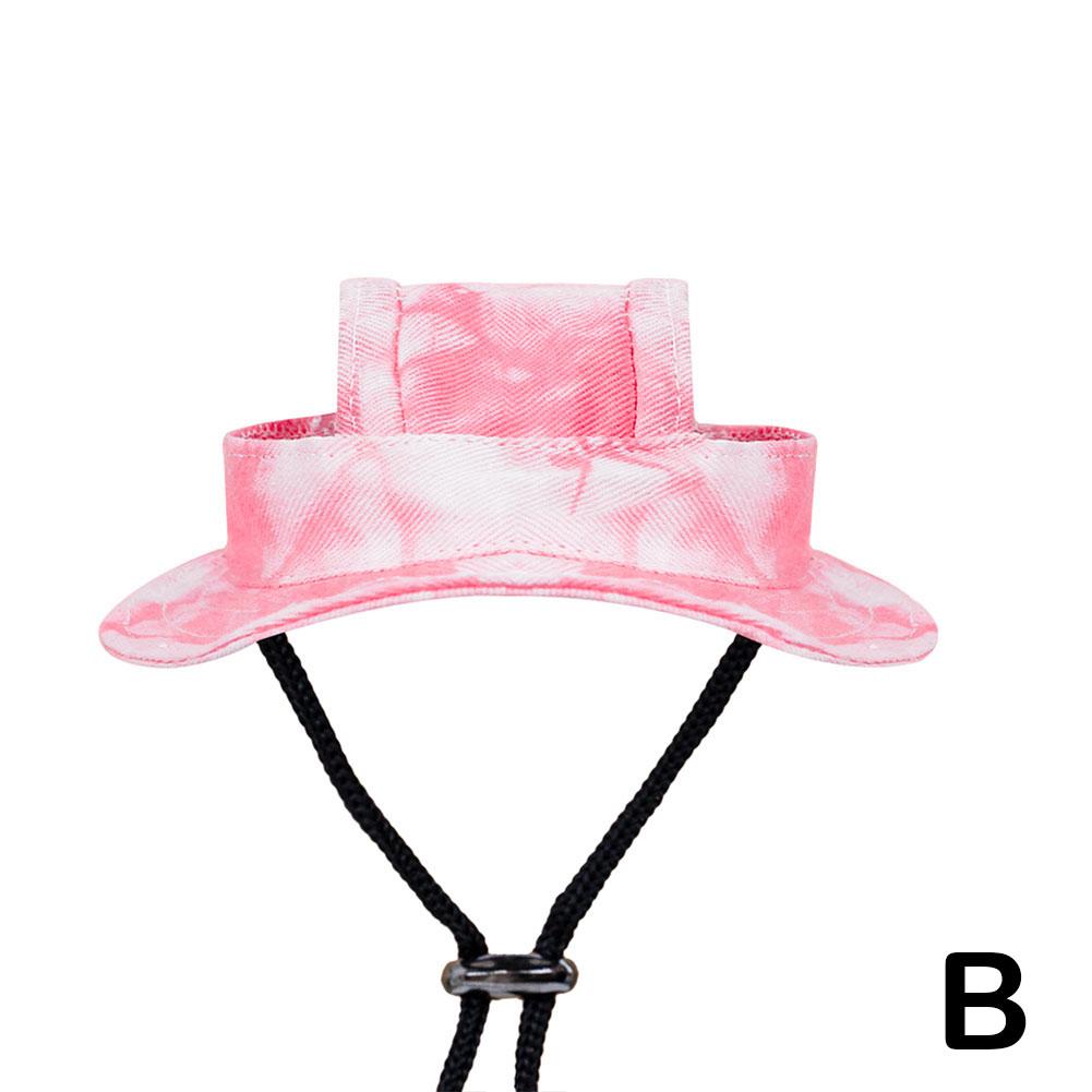 Cute Pet Sun Hat Cat Sun Hats for Dog Baseball Cap Round Brim Cat Hat Bucket Hat OPet Caps with Ear Holes Adjustable Drawstring