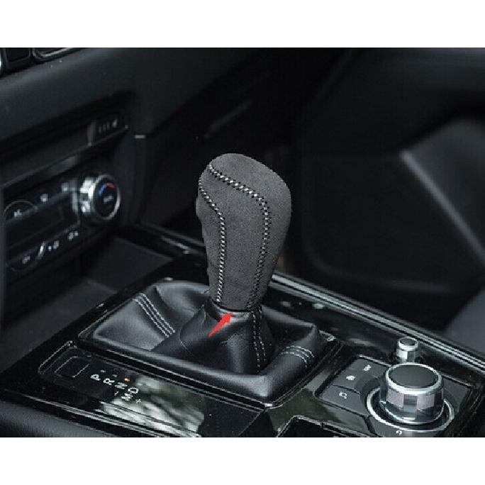 For Mazda CX-5 2017-2024 Gray Alcantara Console Gear Shift Knob Head Cover Trim
