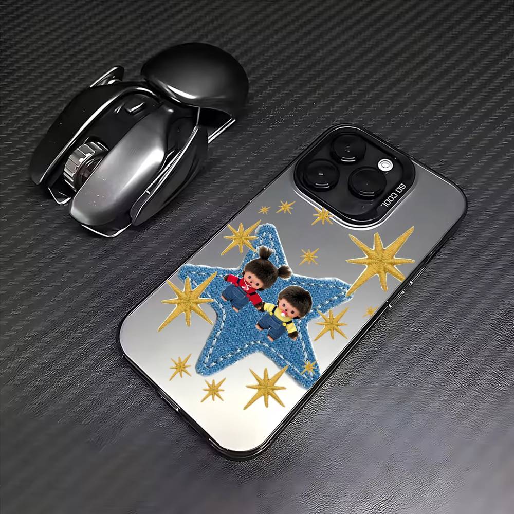 Lovely D-Doll M-Monchhichis   Phone Case For iPhone17,16,15,14,13,12,11 Plus,Pro Max Colored Silver Plated Inside Cover