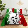 Ensemble de draps de lit de football Cartoon Imprimé numérique Polyester Drap plat et taie d'oreiller 2/3 pièces Literie pour garçons adolescents enfants