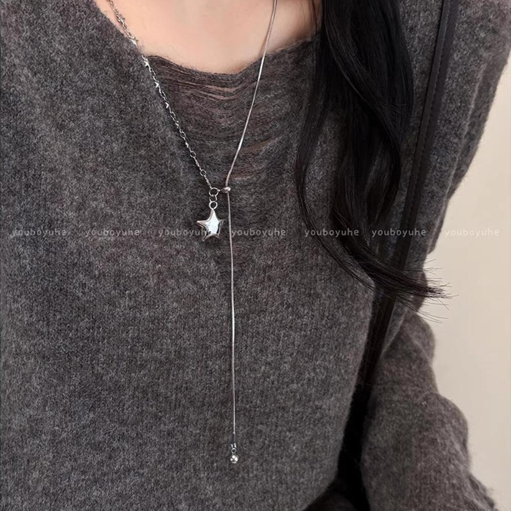 Long Star Adjustable Necklace Women's 2025 New Niche Versatile Autumn and Winter Sweater Chain Light Luxury High-end Accessories