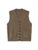 V-Neck Striped Knit Wool Sweater Vest for Middle-Aged and Elderly Women - Winter Style
