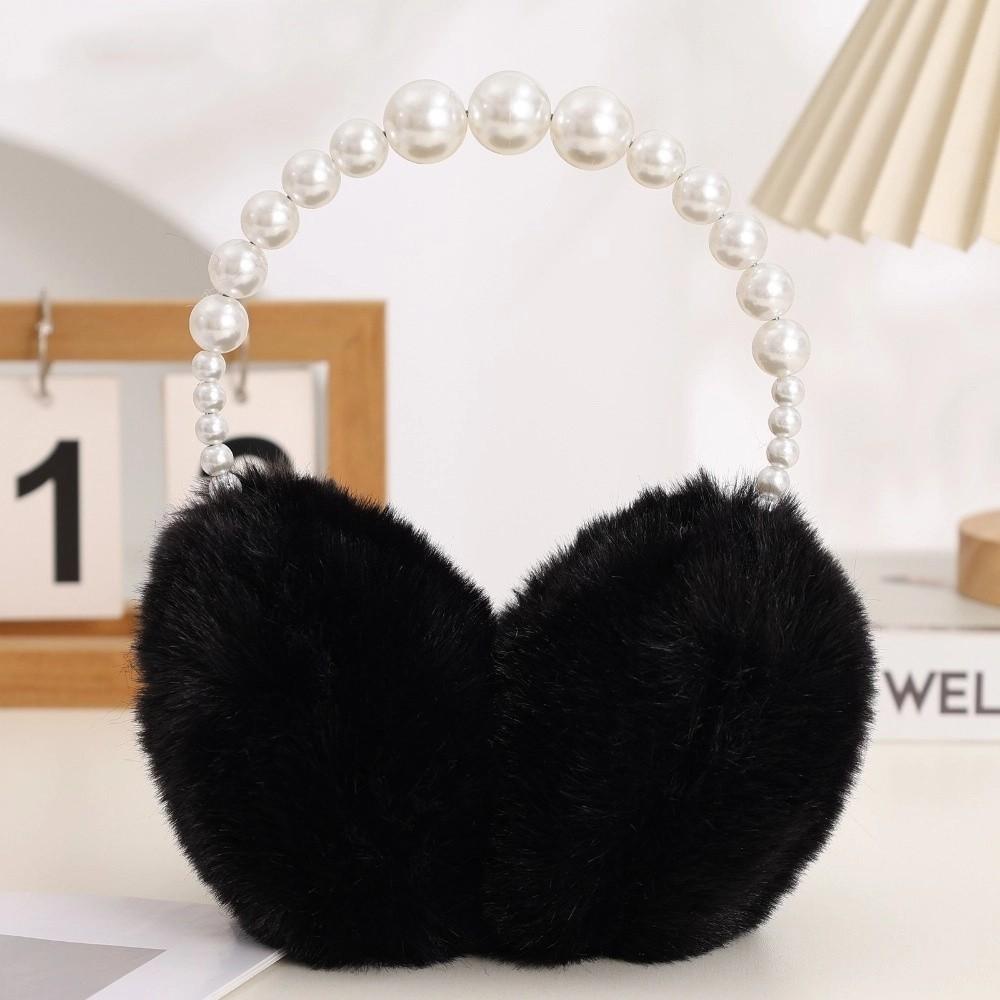 Soft Plush Ear Covers Anti-rabbit Fur Pearl Ear Protect Fashion Ear Muffs  Women