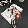 Yogodlns Trendy PU Leather Sunflower Bag Pendant Contrasting Cartoon Five Petal Flower Keychain Fashion Car Keyring Bag Pendant Women