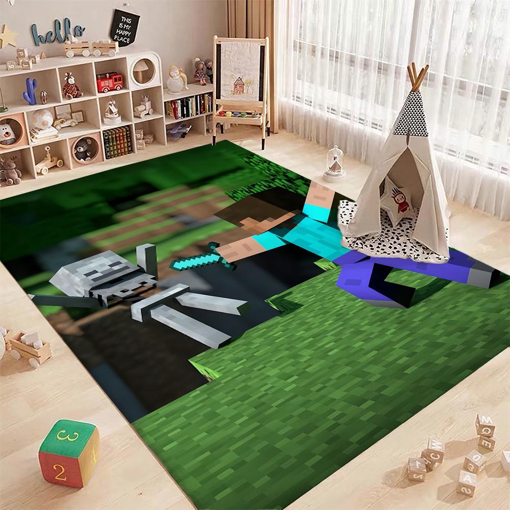 Minecraft Blocky Survival Adventure Printed Rug Durable Stainresistant Carpet For Bedroom Study Home Decor Holiday Gift