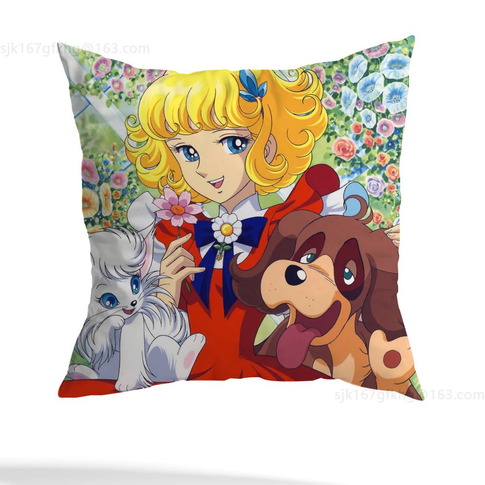 C-Candy Süßigkeit Anime Kissenbezug Anti-Milben Kissenbezug Unsichtbarer Reißverschluss seidiger kurzer Plüsch Sofakissenbezug