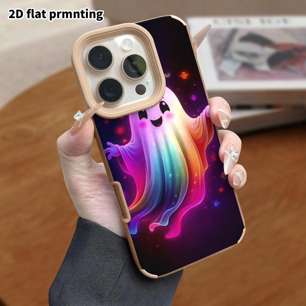 Phone Case: Lambskin 2D Flat Samsung Galaxy A34 A35 M05 M06 S20 S22 S21 FE Plus 5G Protective Case, Glowing Ghost, Christmas and Halloween Gift