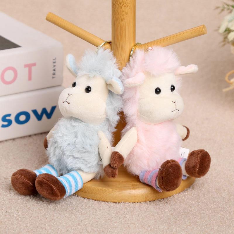 Cute Cartoon Plush Sheep Keychain Soft Fluffy Fabric Bag Charm for Women Girls Backpack Pendant Creative Gifts