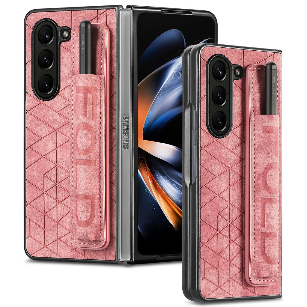 Für Samsung Galaxy Z Fold6 5G Hülle Armband Leder+PC Abdeckung mit Stifthalter