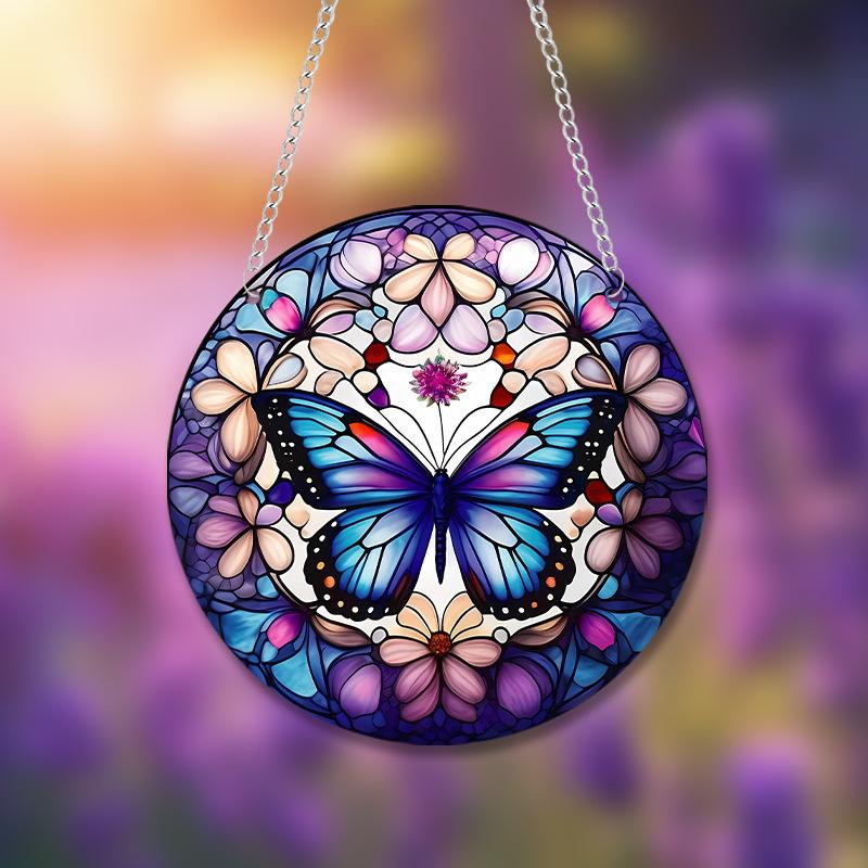 1pc Tree of Life Turtle Butterfly Dragonfly  Acrylic Home Wall Decoration Chain Pendant Pendant