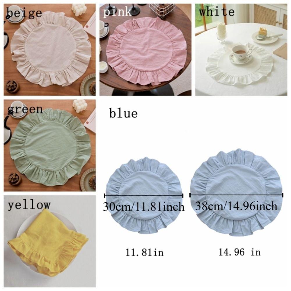 Solid Color Ruffled Placemat Cotton Table Napkin Cloth Practical Round Napkin  Dining Table