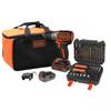 BLACK+DECKER 18V Cordless Hammer Drill + 2 Batteries 2.5Ah and 4Ah + 50 Accessories + Storage Bag - BL188ME2SA-QW