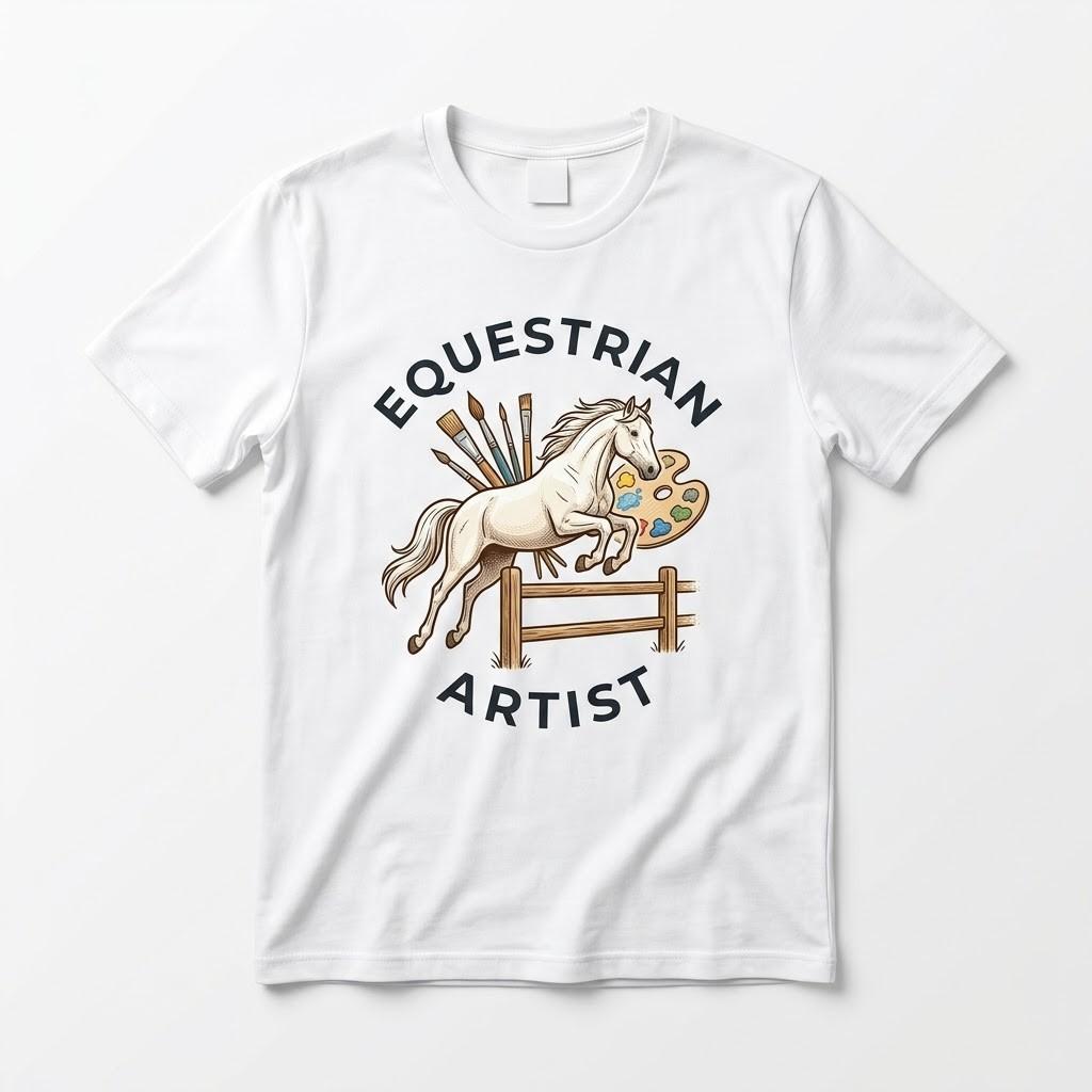 Equestrian Artist T-Shirt Horse Lover Painter Gift Tee Riding Graphic Men Women S
