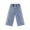 Baby Girls Bow Jeans Kids Spring Autumn Loose Long Pants Children's Straight Wide Leg Trousers Toddler Casual