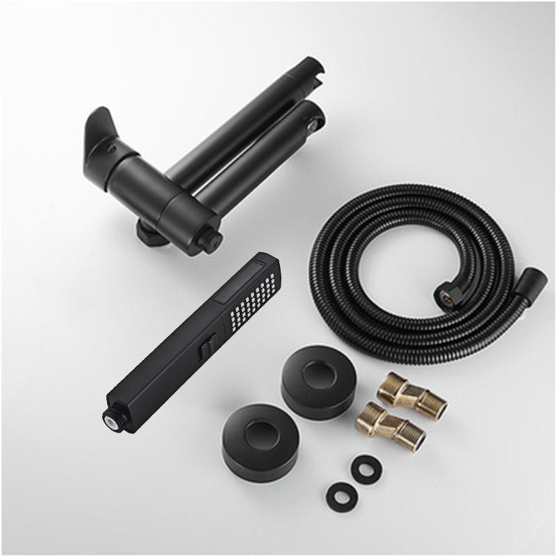 Badewannenarmaturen Modernes schwarzes Badewannen-Duschset Einzigartiges Design einer rotierenden Düsenmischbatterie zur Wandmontage für das Badezimmer