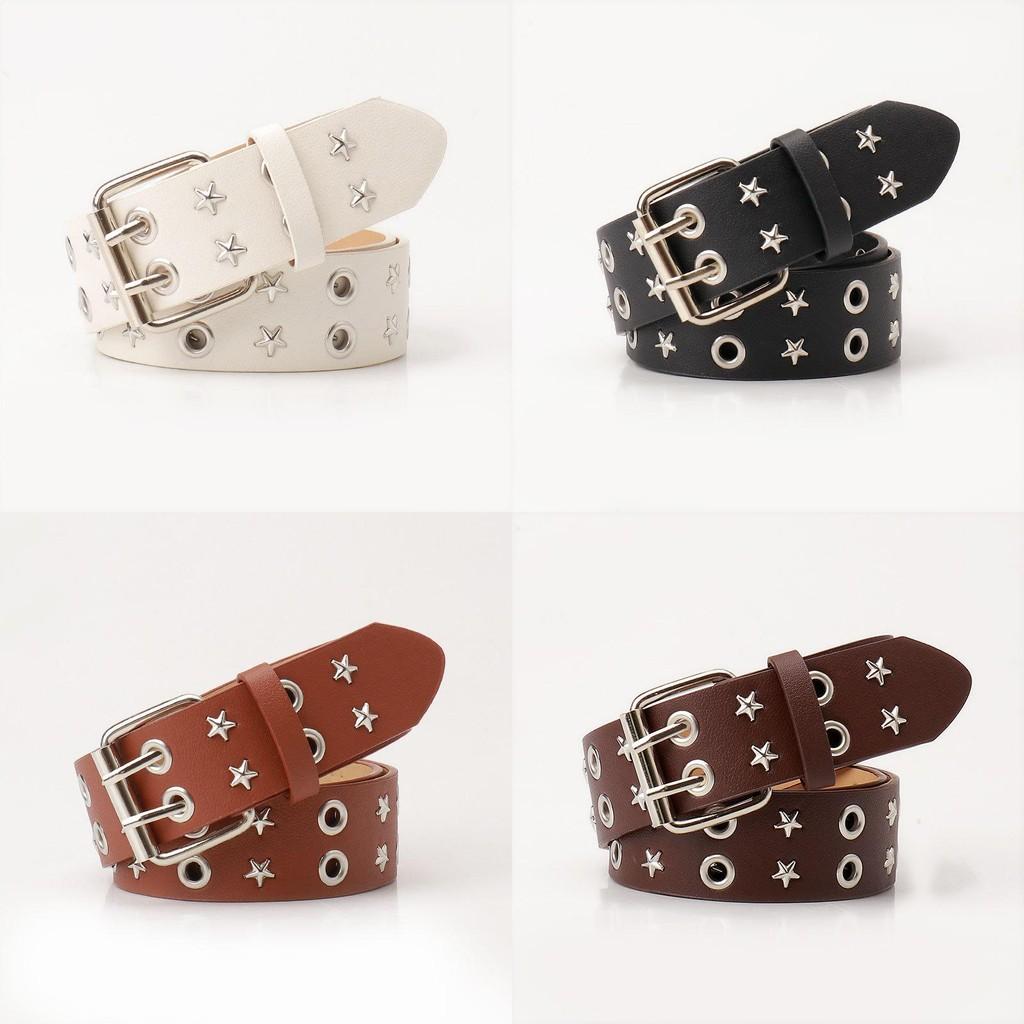 Punk Style Womens Faux Leather Belt With Studded Rivets For Street Fashion And Casual Wear