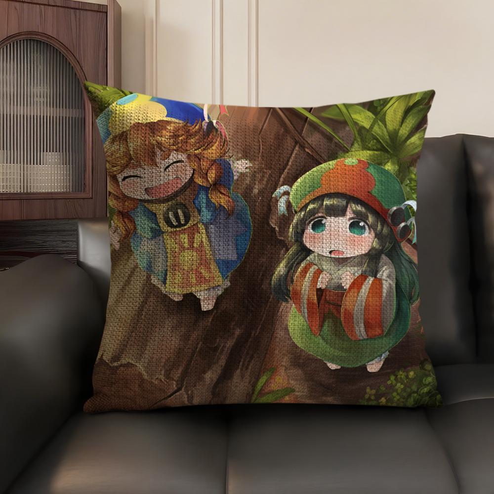 

Kwaii Anime HHakumei and Mikochi Comic Pillow Case DoubleSided Printing Short Plush Sofa Cushion Cover Bedroom Bedside Pillow 30X30cm