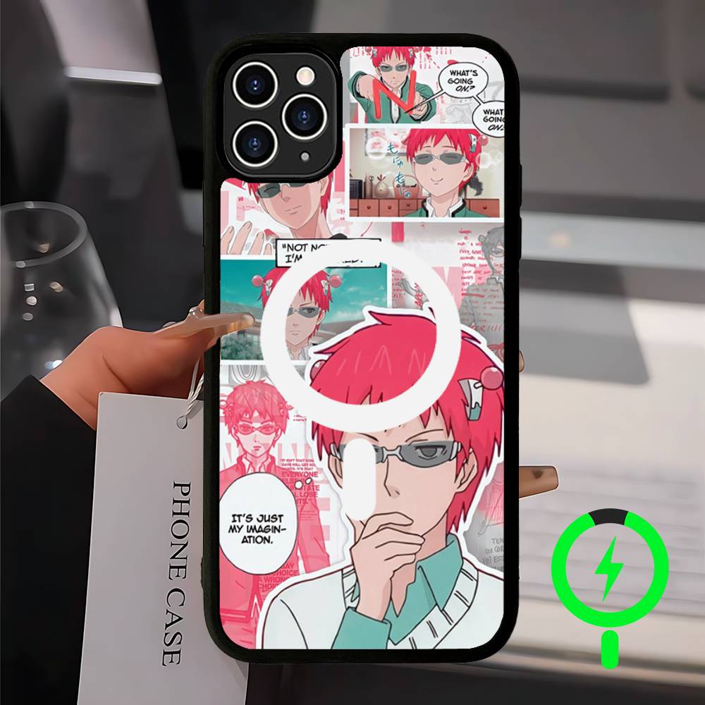Anime Saiki Kusuo Magnetic Matte Phone Case For IPhone 16 17 15 14 13 12 11 For Magsafe Wireless Charge Cover