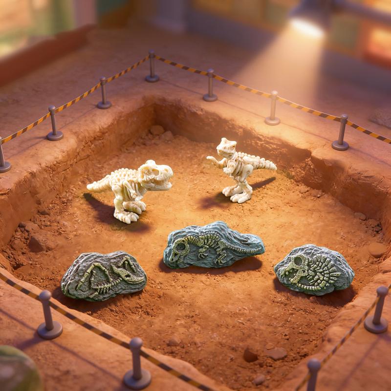 Desktop Decor with Realistic Dinosaur Fossil Miniatures Set of 4 for Unique DIY Projects