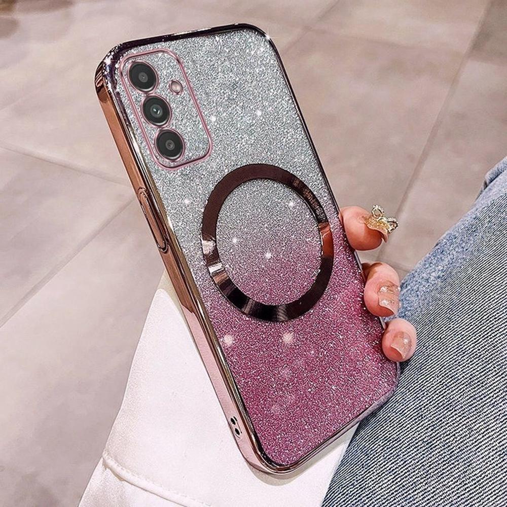 

For Samsung Galaxy S26+ Magnetic Case Electroplated Gradient Glitter TPU Phone Cover