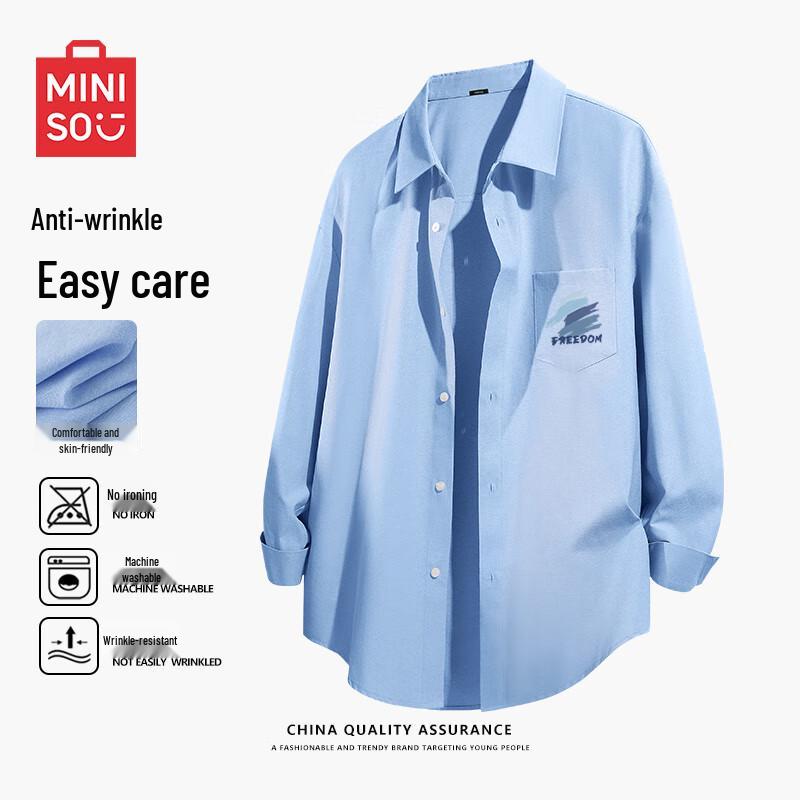 

MINISO Men s Oxford Long Sleeve Casual Shirt M