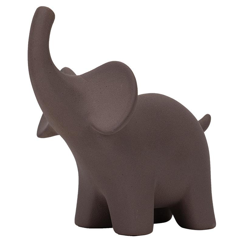 Ceramic Elephant Figurines White Brown Nordic Abstract Modern Art Home Living Room Bookshelf Decoration Office Desktop