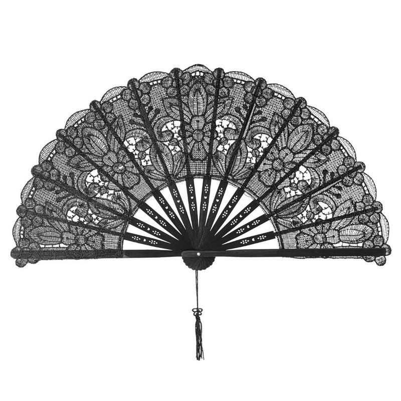 Faltfächer Brautgeschenk Party Spitzenfächer Massivholz Seidenstoff Faltfächer Antiker Stil Spitzenfächer