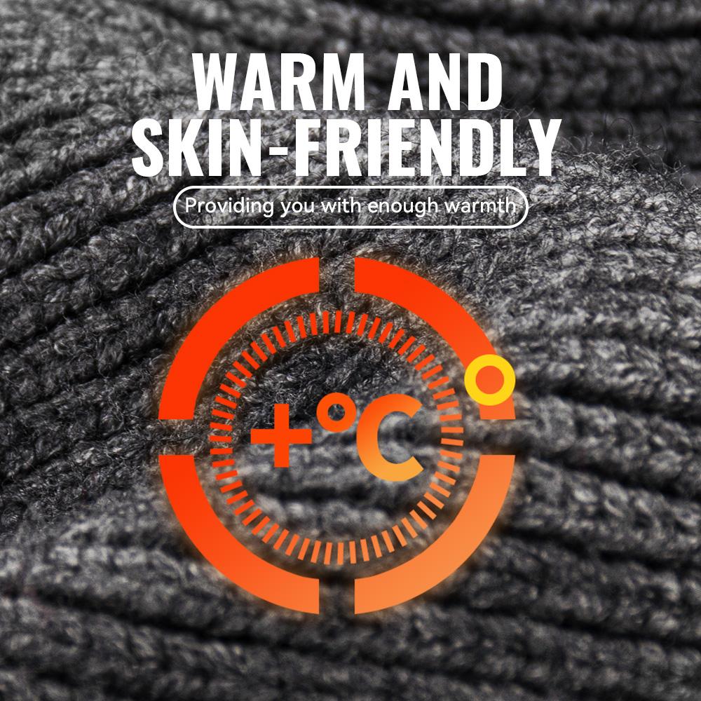 WRELS Unisex Winter Beanie Earflap Add Fleece Warm Cap Thermal Windproof Hat with Earflap Outdoor Thicken Ski Sports Knitted Hat